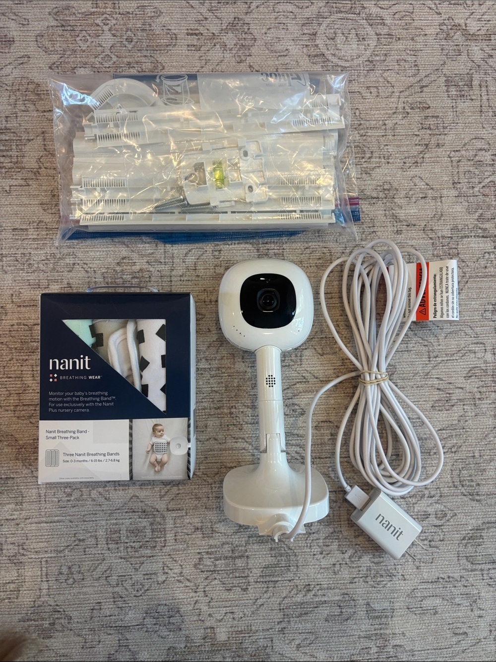 Nanit Pro Baby Camera with wall mount, 3 pack breathe wear and cable covers